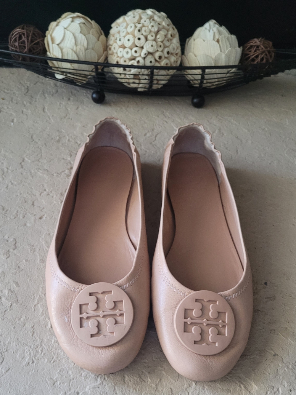 Size 9.5 M TORY BURCH Minnie Travel Ballet Beige Foldable Women Flats